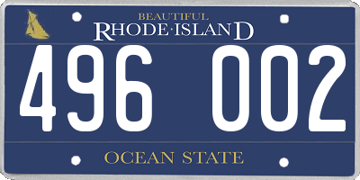 RI license plate 496002