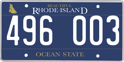 RI license plate 496003