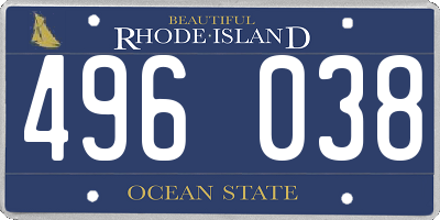 RI license plate 496038