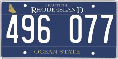 RI license plate 496077