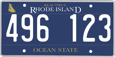 RI license plate 496123