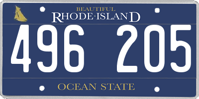 RI license plate 496205