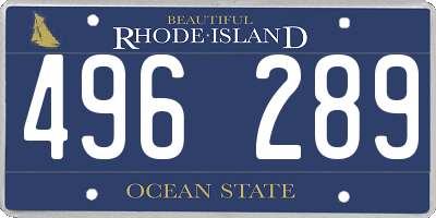RI license plate 496289
