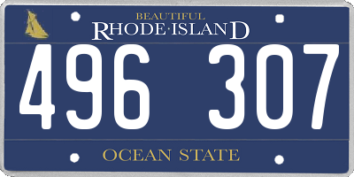 RI license plate 496307