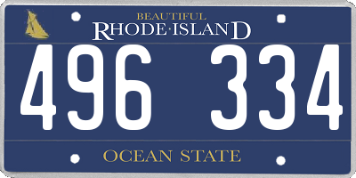 RI license plate 496334