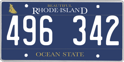 RI license plate 496342