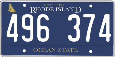 RI license plate 496374