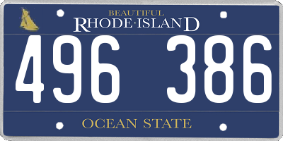 RI license plate 496386