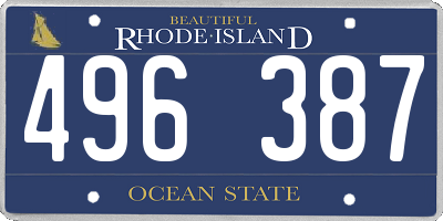 RI license plate 496387