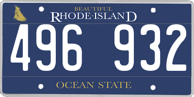 RI license plate 496932