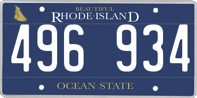 RI license plate 496934