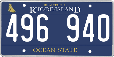 RI license plate 496940