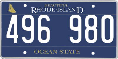 RI license plate 496980