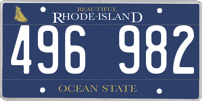 RI license plate 496982