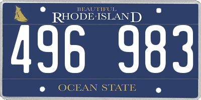 RI license plate 496983