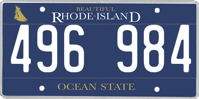 RI license plate 496984