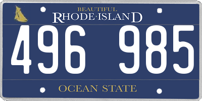 RI license plate 496985