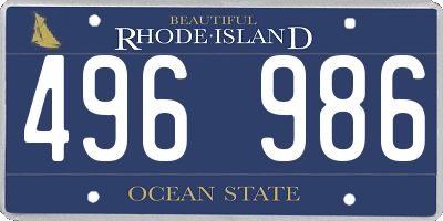 RI license plate 496986