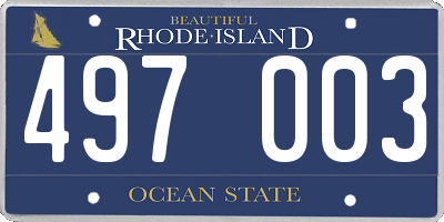 RI license plate 497003