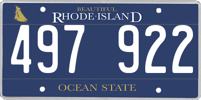 RI license plate 497922