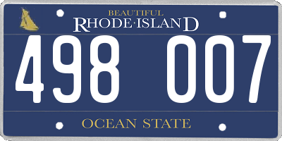 RI license plate 498007