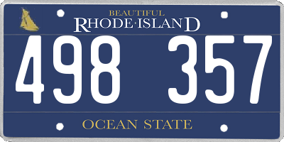 RI license plate 498357