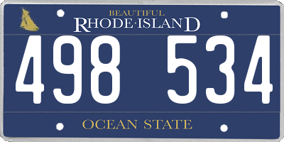 RI license plate 498534
