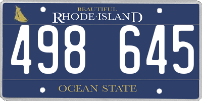 RI license plate 498645