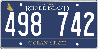 RI license plate 498742