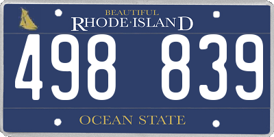 RI license plate 498839