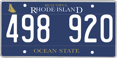 RI license plate 498920