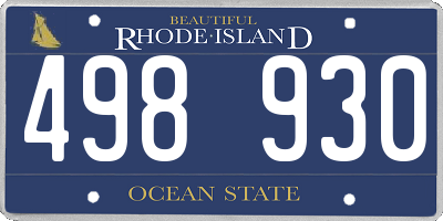 RI license plate 498930