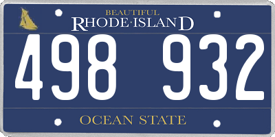 RI license plate 498932