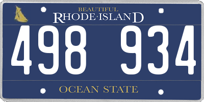 RI license plate 498934
