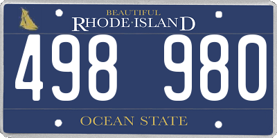 RI license plate 498980