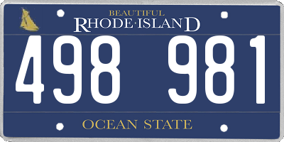 RI license plate 498981