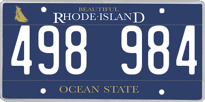 RI license plate 498984