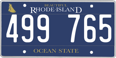 RI license plate 499765