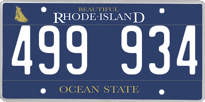 RI license plate 499934