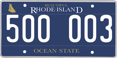 RI license plate 500003