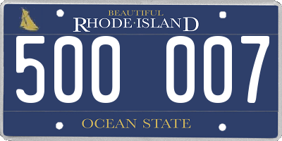 RI license plate 500007