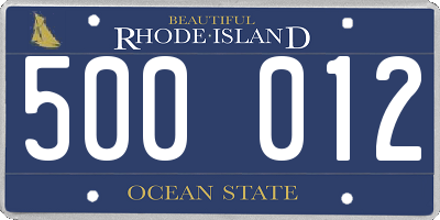 RI license plate 500012