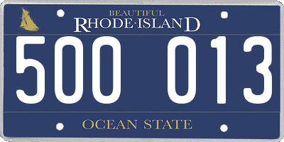 RI license plate 500013