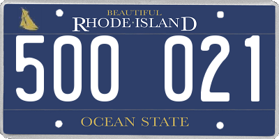 RI license plate 500021