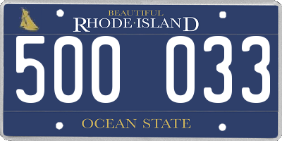 RI license plate 500033