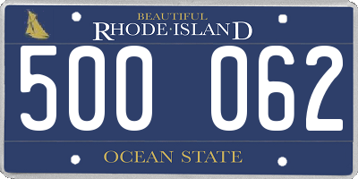 RI license plate 500062