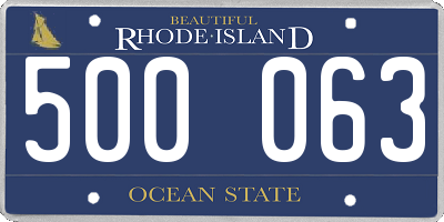RI license plate 500063