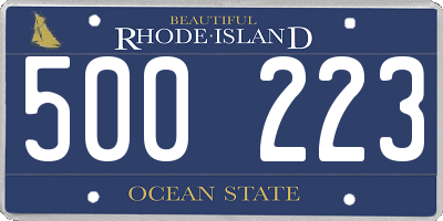 RI license plate 500223
