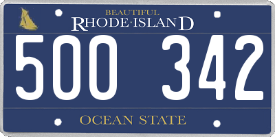 RI license plate 500342