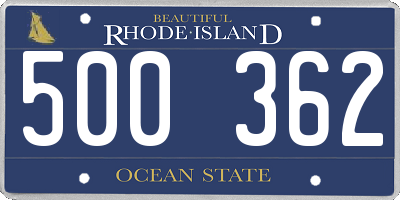 RI license plate 500362